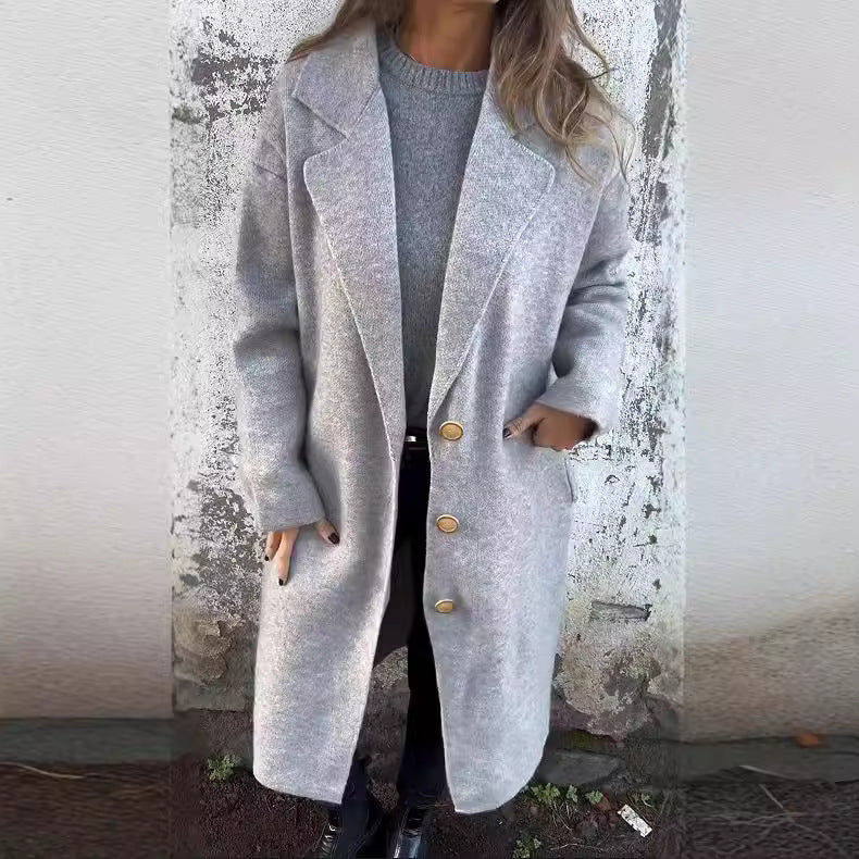 Damen Übergangsjacke Weites Design Knopfdetails Elegantes Design