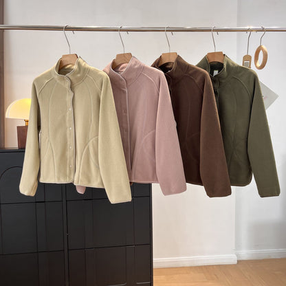 Damen Fleecejacke Hochkragen Druckknöpfe Norvielle - Norvielle