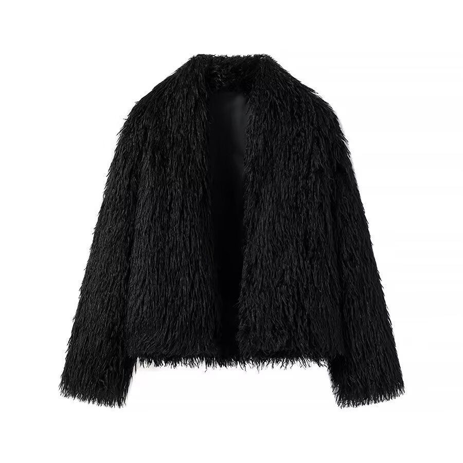 Damen Plüschjacke Weiches Material Kuschelig