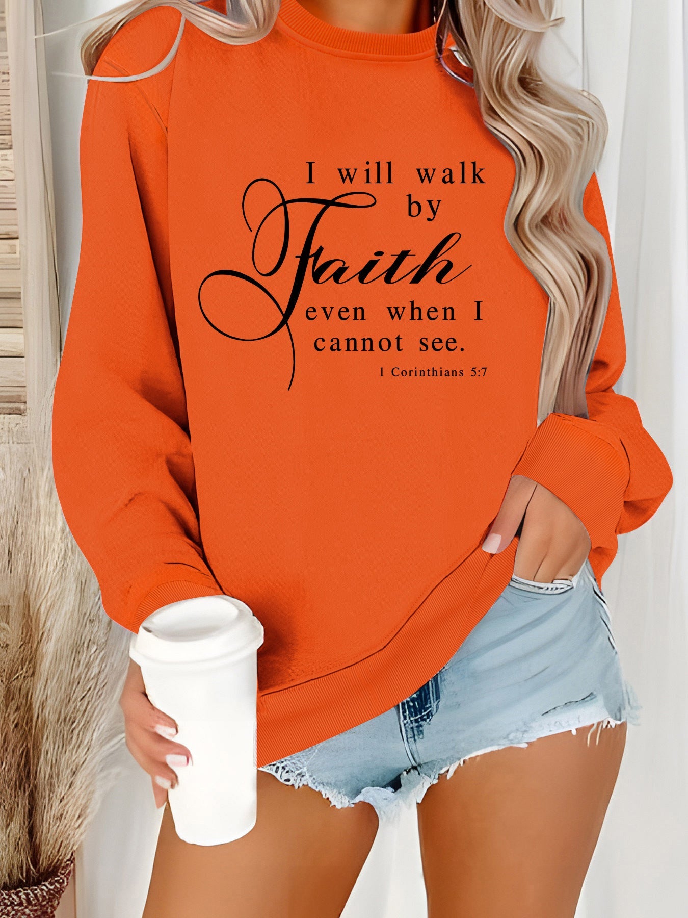 Damen Sweatshirt Weiches Material Beige