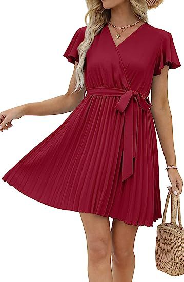 Damen Wickelkleid Plissiert Norvielle