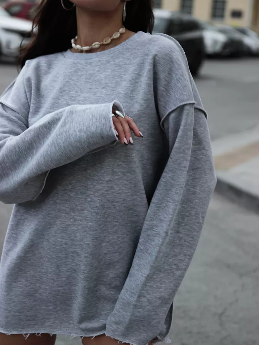 Damen Oversize Pullover Weite Passform Strukturiert Beige