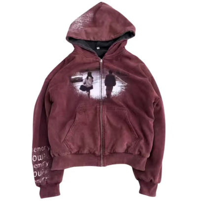 Damen Kapuzenjacke mit Grafikmuster und Seitentaschen