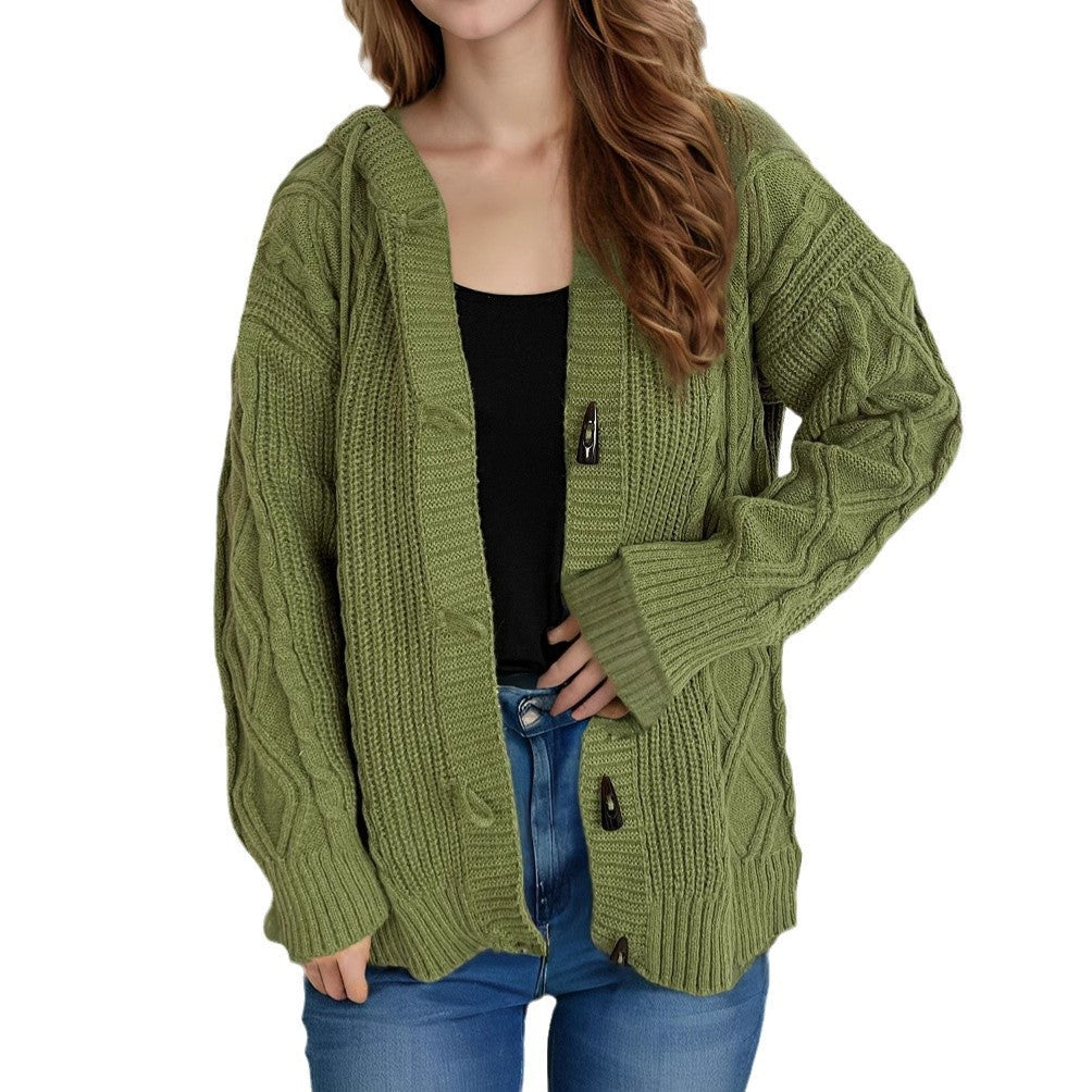 Damen Grobstrick Cardigan mit Zopfmuster