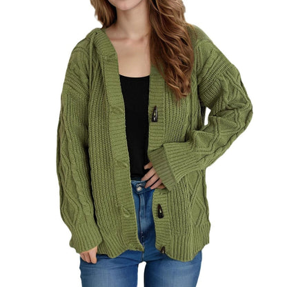 Damen Grobstrick Cardigan mit Zopfmuster