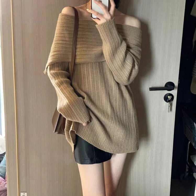 Damen Off-Shoulder Pullover Strickmaterial Norvielle