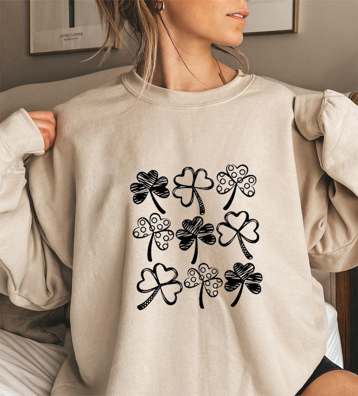 Damen Sweatshirt Kleeblatt-Motiv Norvielle