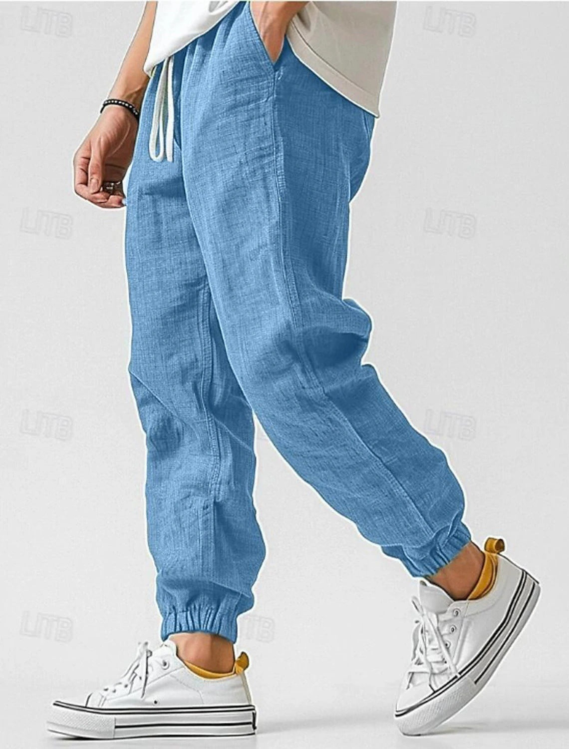 Herren Leinenhose Elastischer Bund Bequem Norvielle