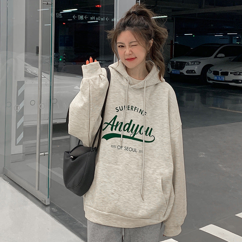 Damen Hoodie Moderner Schriftzug Lässig
