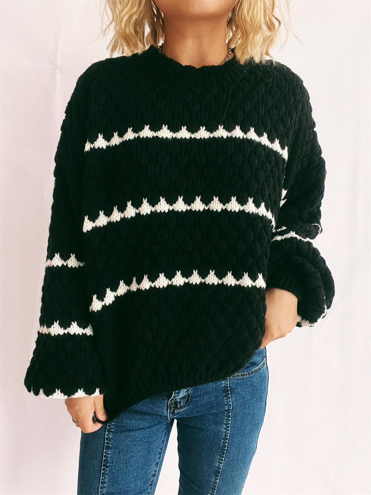 Damen Pullover Grobgestrickt Lässiger Schnitt Norvielle