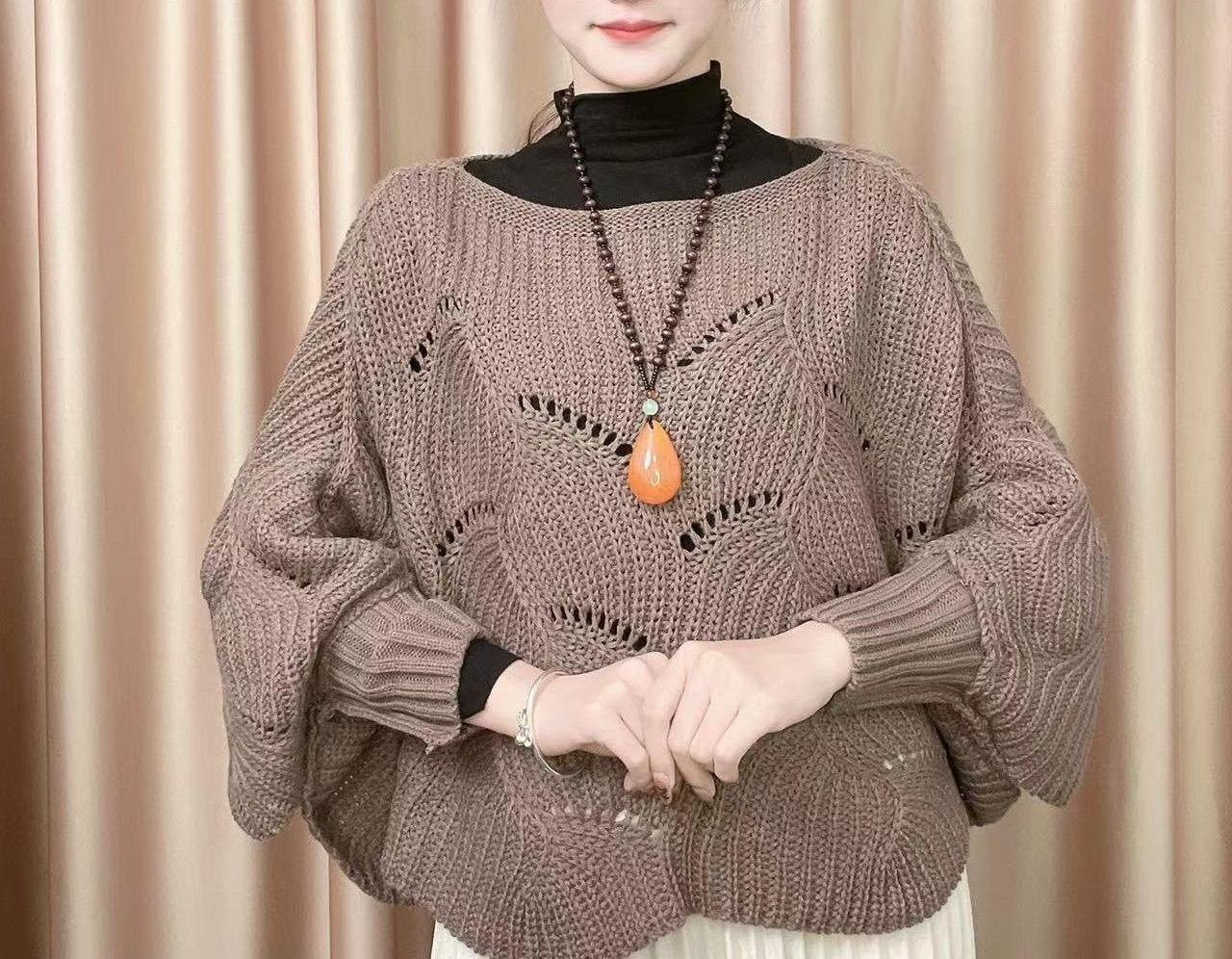 Damen Strickpullover Luftiger Look Lochmuster Norvielle