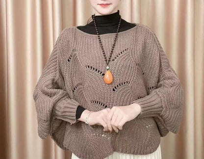 Damen Strickpullover Luftiger Look Lochmuster Norvielle