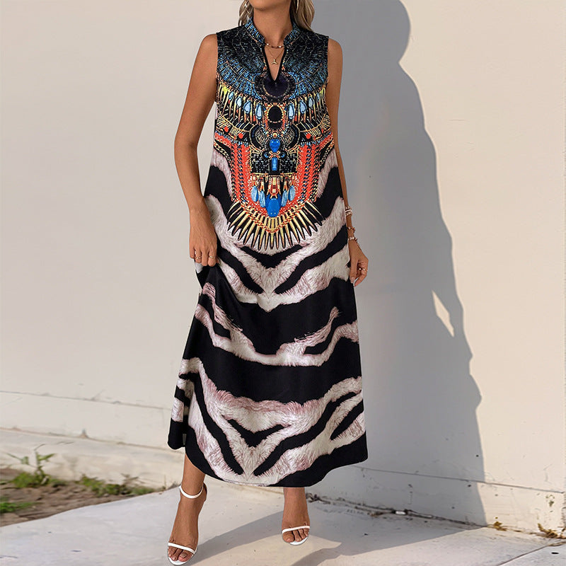 Damen Maxikleid Tiermuster mit Applikation Norvielle