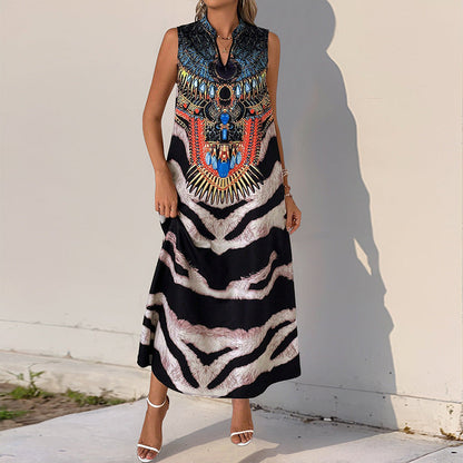 Damen Maxikleid Tiermuster mit Applikation Norvielle