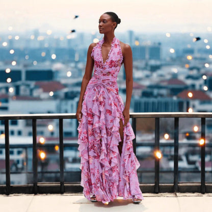 Damen Maxi-Kleid mit Rüschendetails Voluminös Norvielle