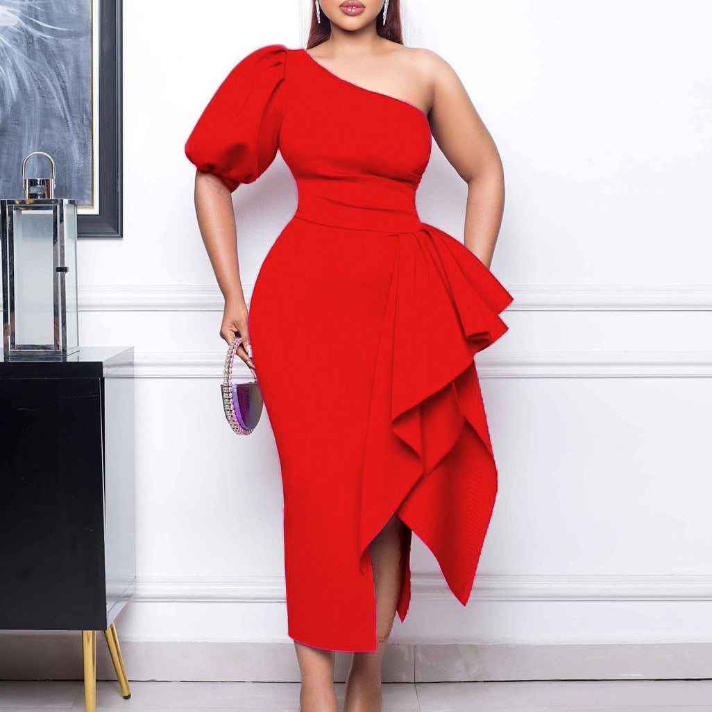 Damen Kleid Asymmetrisch Dekorativ Norvielle