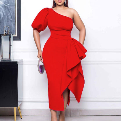 Damen Kleid Asymmetrisch Dekorativ Norvielle