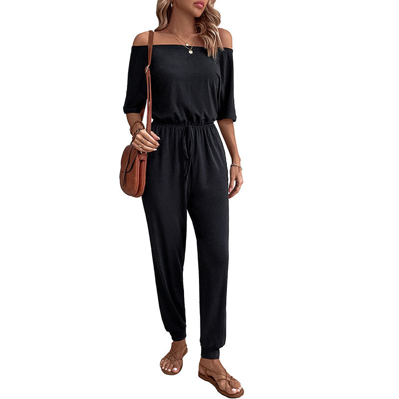 Damen Jumpsuit Schulterfrei Verstellbar Norvielle
