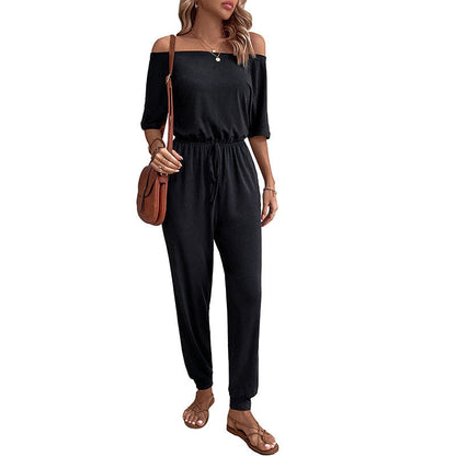 Damen Jumpsuit Schulterfrei Verstellbar Norvielle