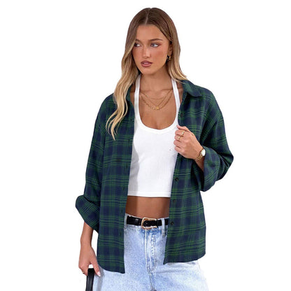 Damen Karierter Overshirt aus hochwertigem Stoff Lässiger Schnitt