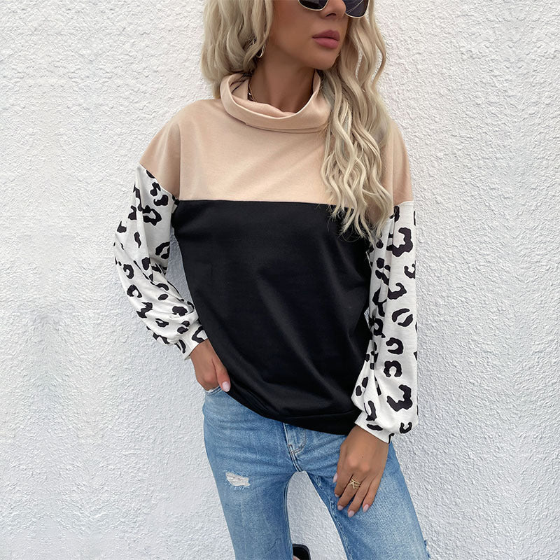 Damen Sweatpullover Animalprint Hoher Kragen Norvielle