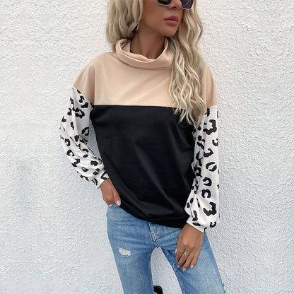 Damen Sweatpullover Animalprint Hoher Kragen Norvielle
