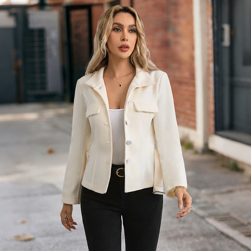Damen Blazerjacke mit Gürtel und Taschen Norvielle
