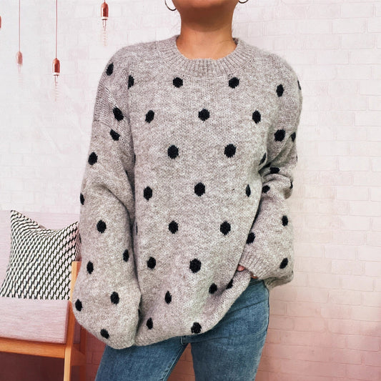 Damen Strickpullover Gemütlich Punktuelles Design Beige - Norvielle