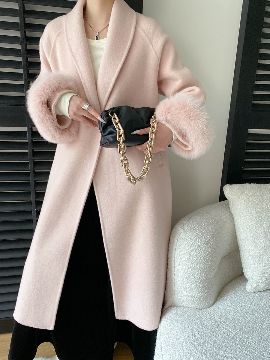 Damen Eleganter Langmantel Samt Norvielle