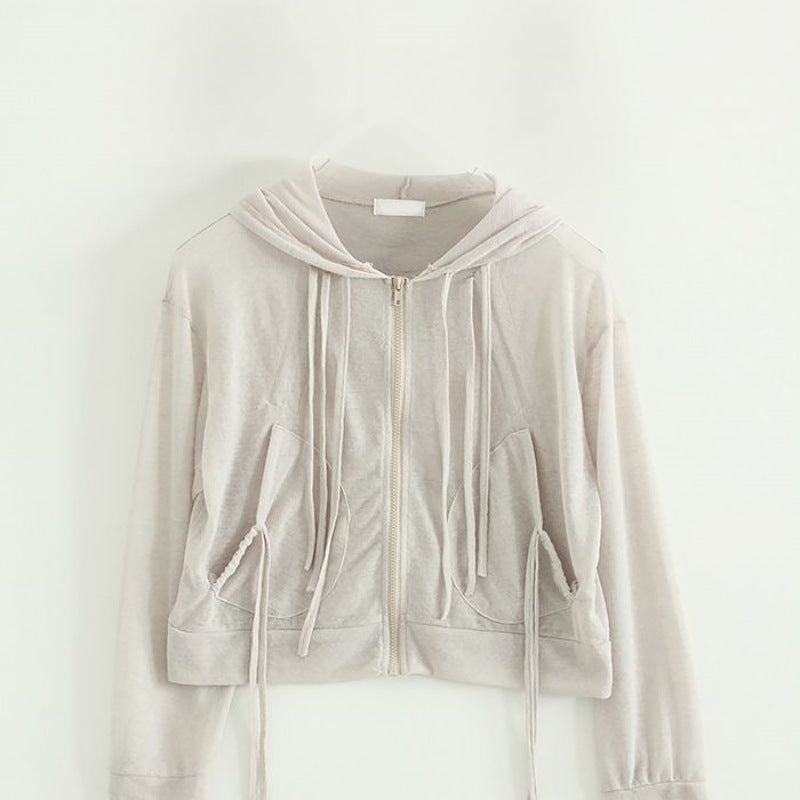Damen Cropped Kapuzenjacke Reißverschluss Norvielle