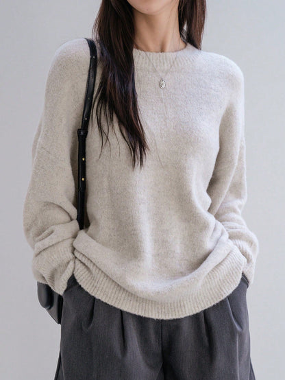 Damen Grobstrickpullover Lässiger Schnitt Voluminöse Ärmel Norvielle