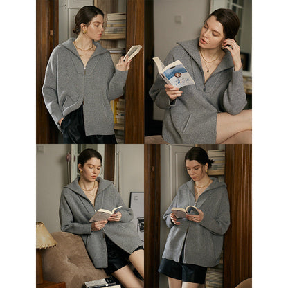 Damen Strickjacke Mit Hochem Kragen Und Taschen Norvielle