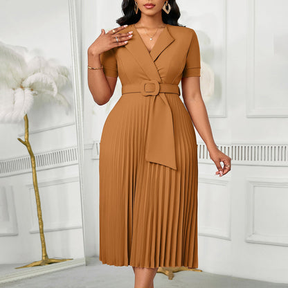 Damen Plissee-Kleid mit Blazer-Oberteil und abnehmbarem Gürtel - Norvielle
