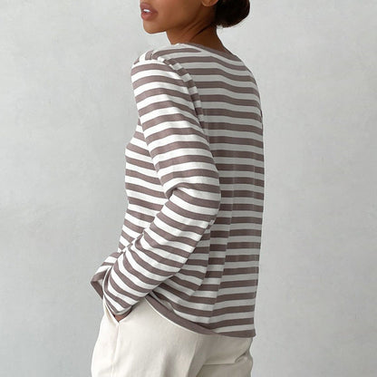 Damen Langarmshirt Geringeltes Muster Norvielle