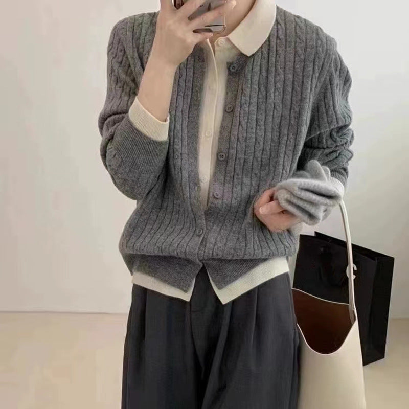 Damen Strickjacke Strukturiertes Kabelmuster Norvielle - Norvielle