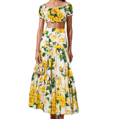 Damen Zweiteiliger Blumenmuster Anzug Norvielle