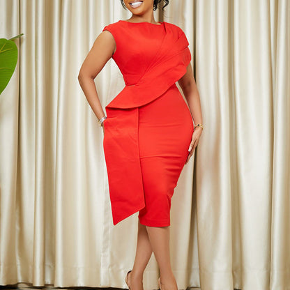 Damen Wickelkleid Asymmetrisch Drapierungsdesign Elegantes Design