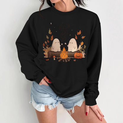 Damen Sweatshirt Gruselmotiv Bequem Norvielle