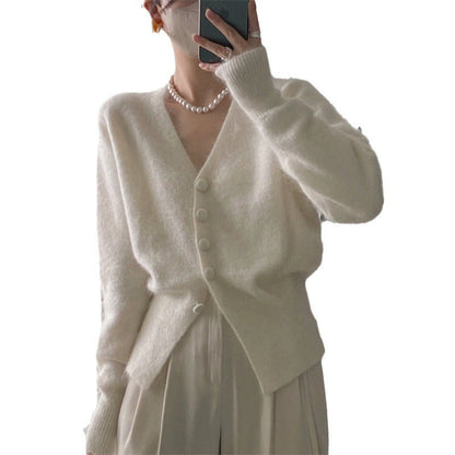 Damen Strickjacke Mohair Weich Knopfverschluss Norvielle