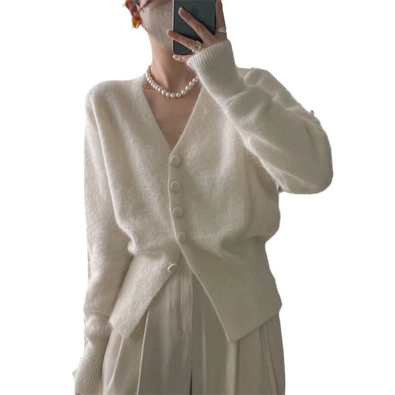Damen Strickcardigan V-Ausschnitt Knöpfe Norvielle