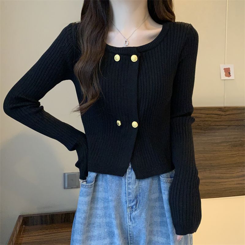 Damen Cardigan aus Strickstoff mit Knöpfen Dunkelblau
