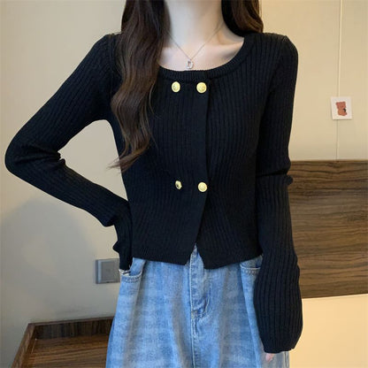 Damen Cardigan aus Strickstoff mit Knöpfen Dunkelblau