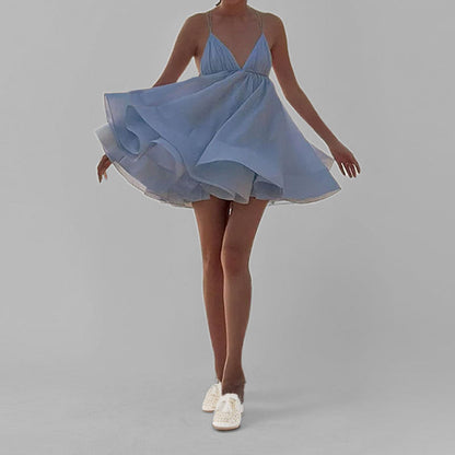 Damen Freizeitkleid V-Ausschnitt Schwingrock Norvielle