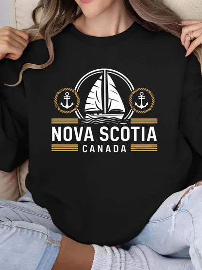 Damen Sweatshirt Maritimes Segelmuster Norvielle