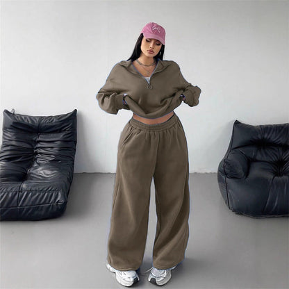 Damen Sportliches Hoodie und Sweathosen Set Baumwolle
