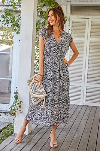 Damen Maxikleid V-Ausschnitt Schwingrock Norvielle