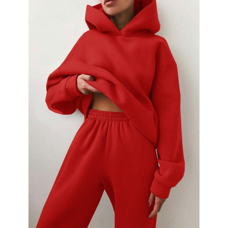 Damen Sportliches Hoodie Jogginghose Set Baumwolle