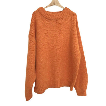 Damen Oversized Pullover Weiches Strickmaterial Beige