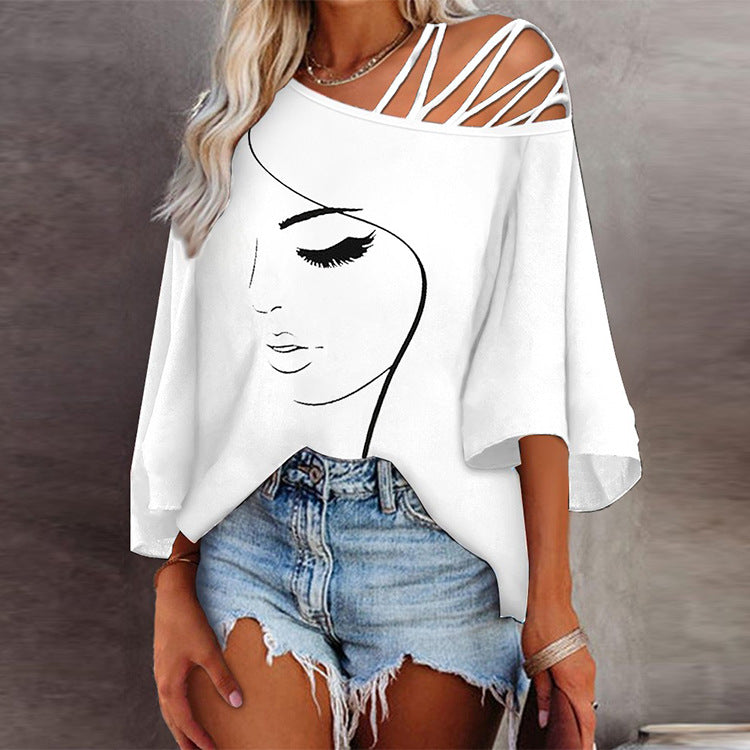Norvielle Damen Print-T-Shirt Lässig Lockeres Design