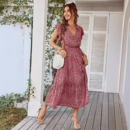 Damen Maxikleid V-Ausschnitt Schwingrock Norvielle - Norvielle